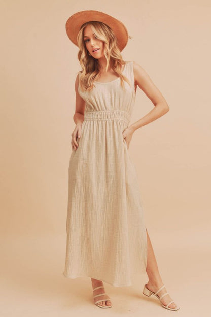 Hazel Blues® |  Aemi + Co Side Slit Round Neck Sleeveless Tank Dress