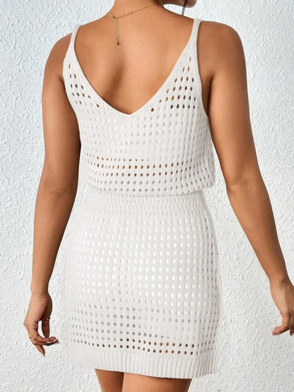 Hazel Blues® |  Openwork V-Neck Sleeveless Cover Up Dress