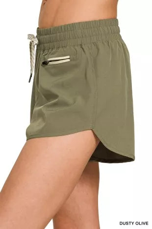 Hazel Blues® |  Zenana Soft Woven Lined Shorts With Zip Coin Pocket