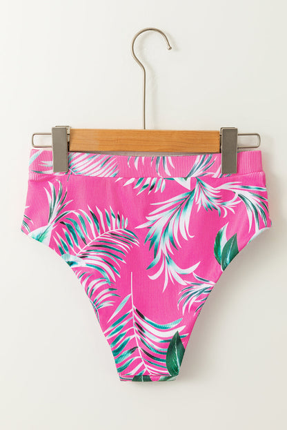Hazel Blues® | Rose Tropical Print Textured Bikini Bottoms