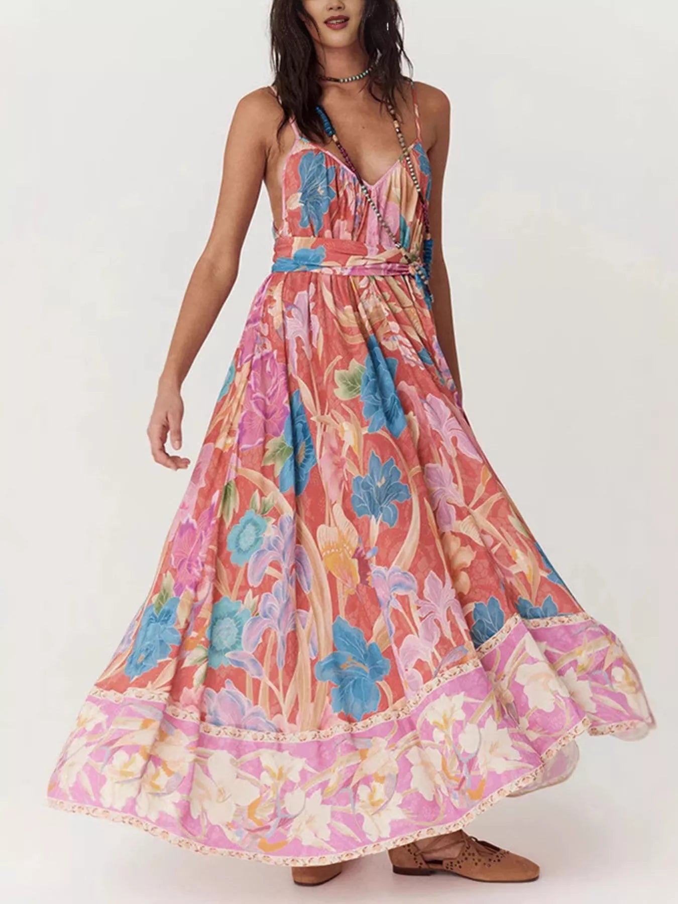 Hazel Blues® |  Floral Print Spaghetti Strap Maxi Dress