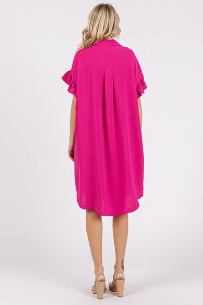 Hazel Blues® |  Mittoshop Button Down Flounce Sleeve Dress with Pockets