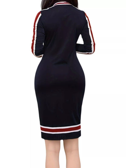 Hazel Blues® |  Striped Bodycon Long Sleeve Dress