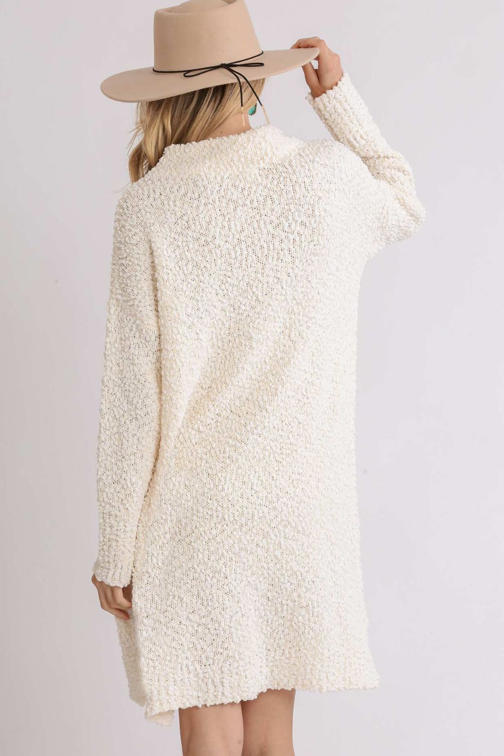 Hazel Blues® | Umgee High Low Long Sleeve Boucle Sweater Dress