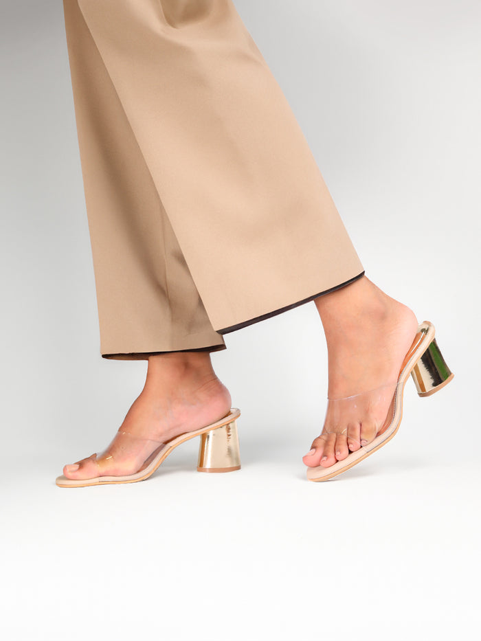 Eira Gold Block Heels
