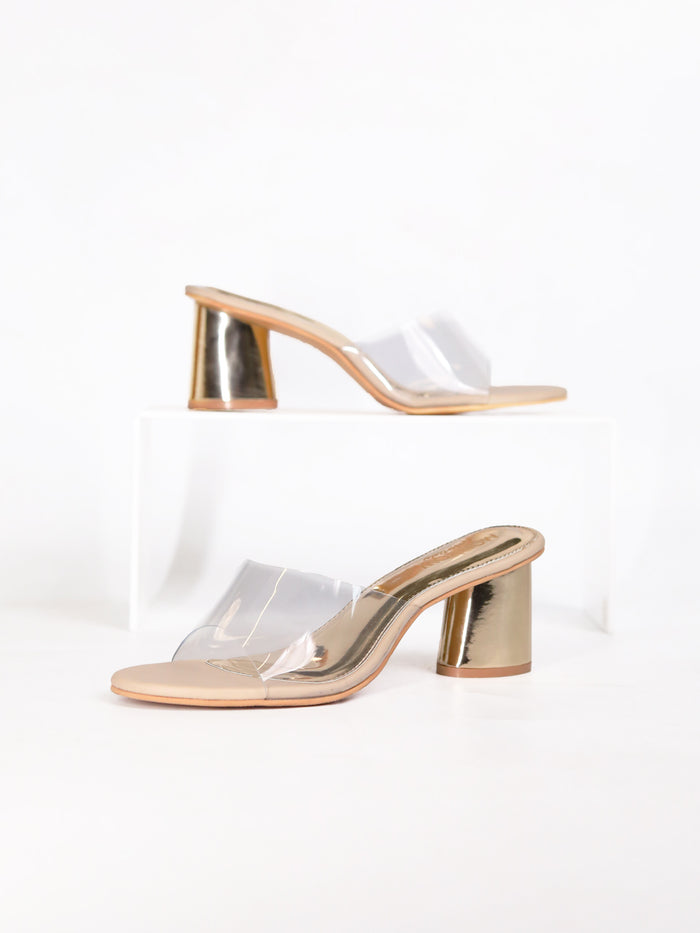 Eira Gold Block Heels