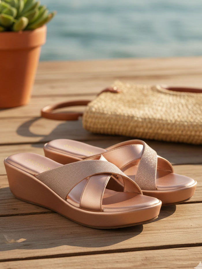 Elain Rose Gold Wedge Heels