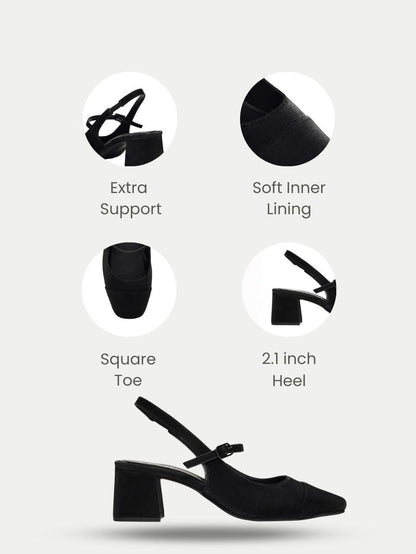 Elin Black Block Heels
