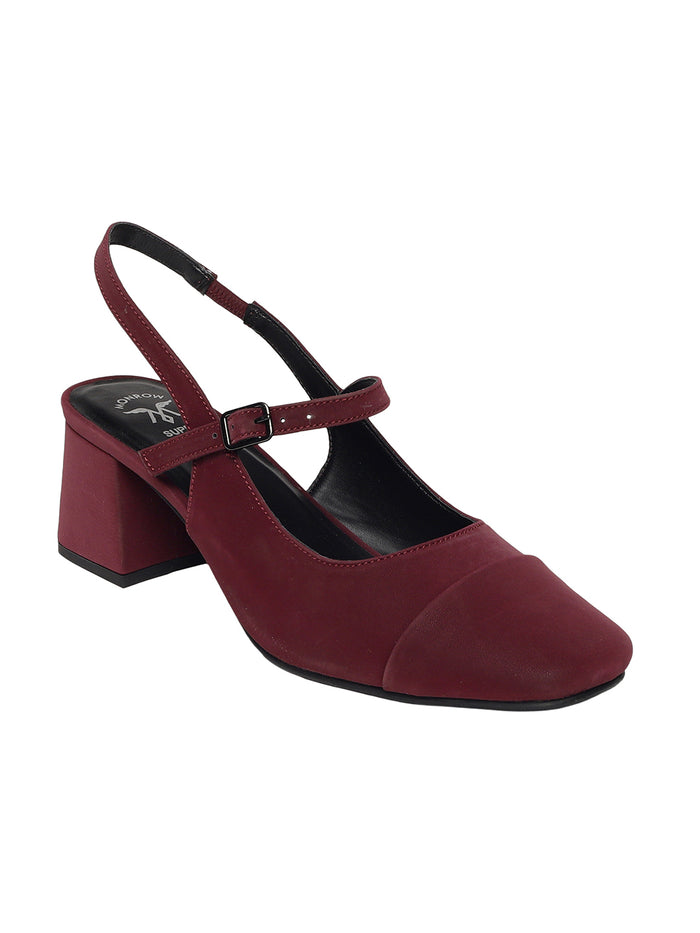 Elin Maroon Block Heels