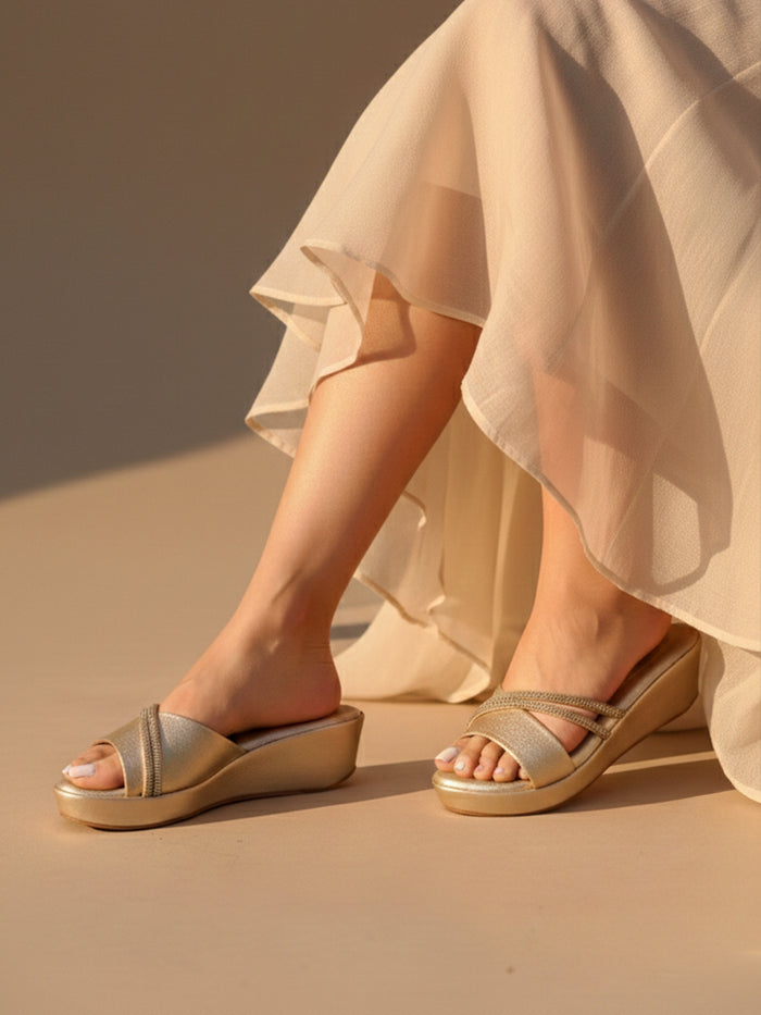 Elira Gold Wedge Heels