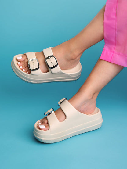 Ember Beige Slip On Sliders