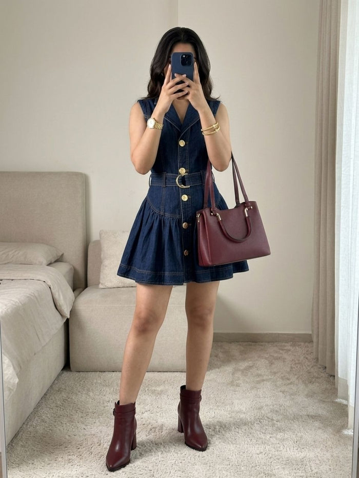 Emery Maroon Block Heel Boots