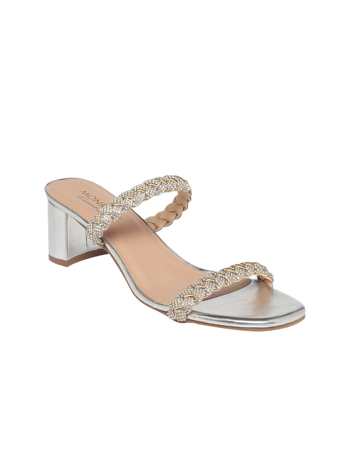 Erica Silver Block Heels