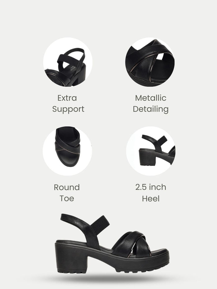 Evyra Black Platform Heels