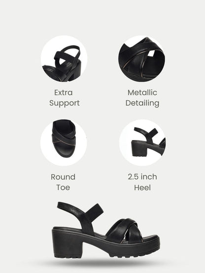 Evyra Black Platform Heels