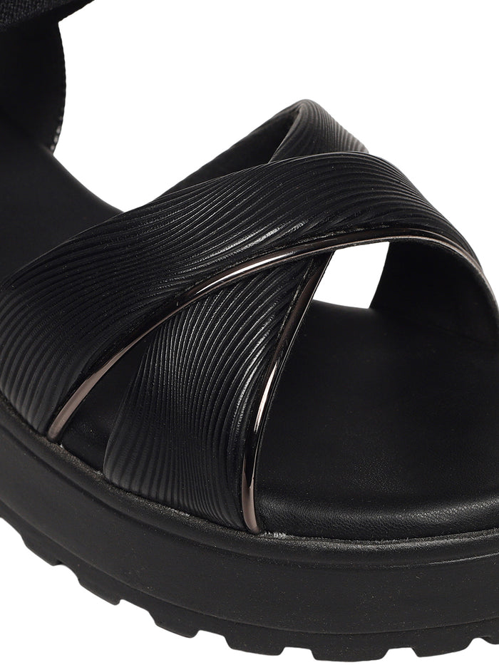 Evyra Black Platform Heels