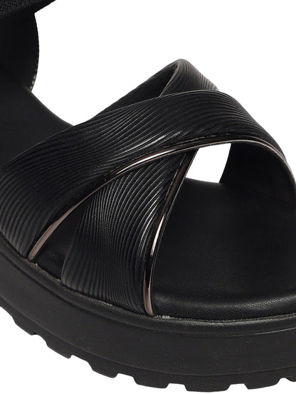 Evyra Black Platform Heels