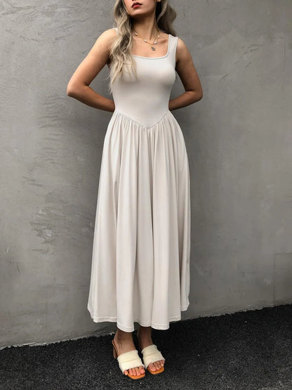 Hazel Blues® |  Sleeveless Midi Dress with Gathered Waist