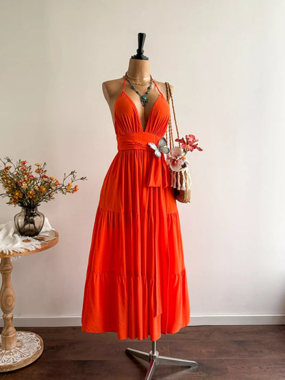 Hazel Blues® |  Halter Neck Tiered Dress