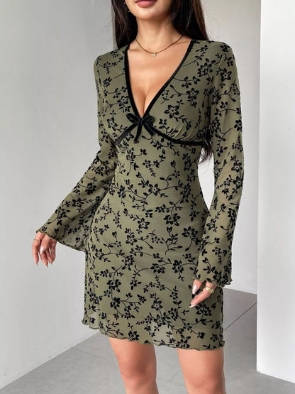 Hazel Blues® |  Floral Print Flare Sleeve Mini Dress