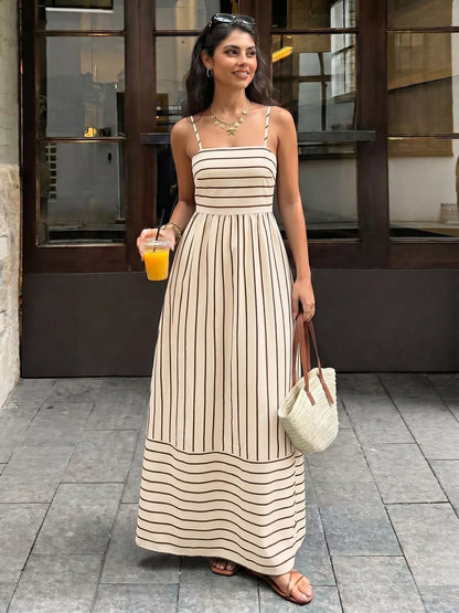 Hazel Blues® |  Striped Print Spaghetti Strap Maxi Dress