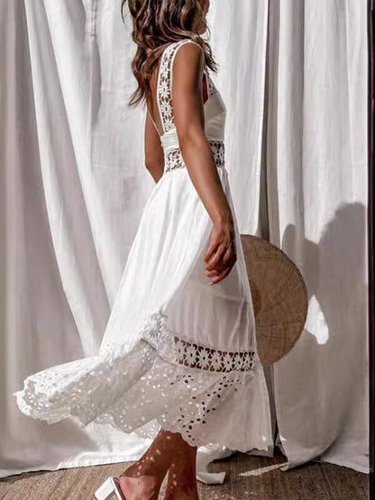 Hazel Blues® | Openwork Crochet Sleeveless Midi Dress
