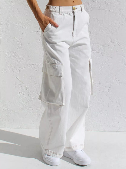 Hazel Blues® |  High-Waisted Wide Leg Cargo Jeans