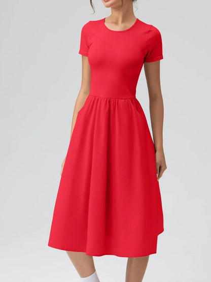 Hazel Blues® |  Round Neck Short Sleeve Dress