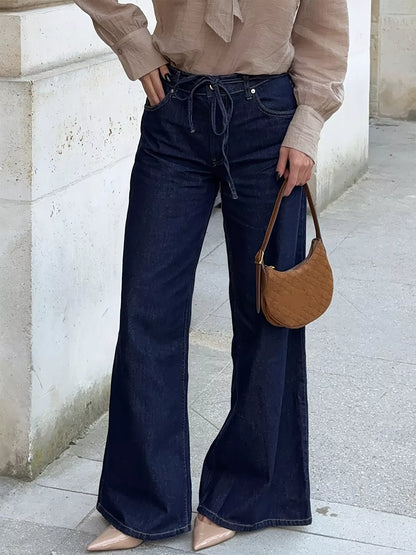 Hazel Blues® |  Tied Loose Fit Flare Jeans