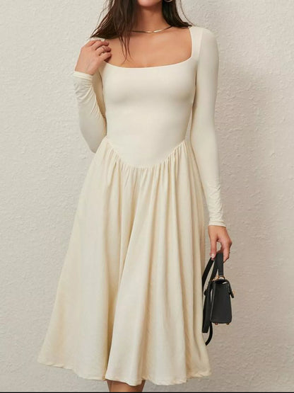 Hazel Blues® |  Square Neck Long Sleeve Midi Dress