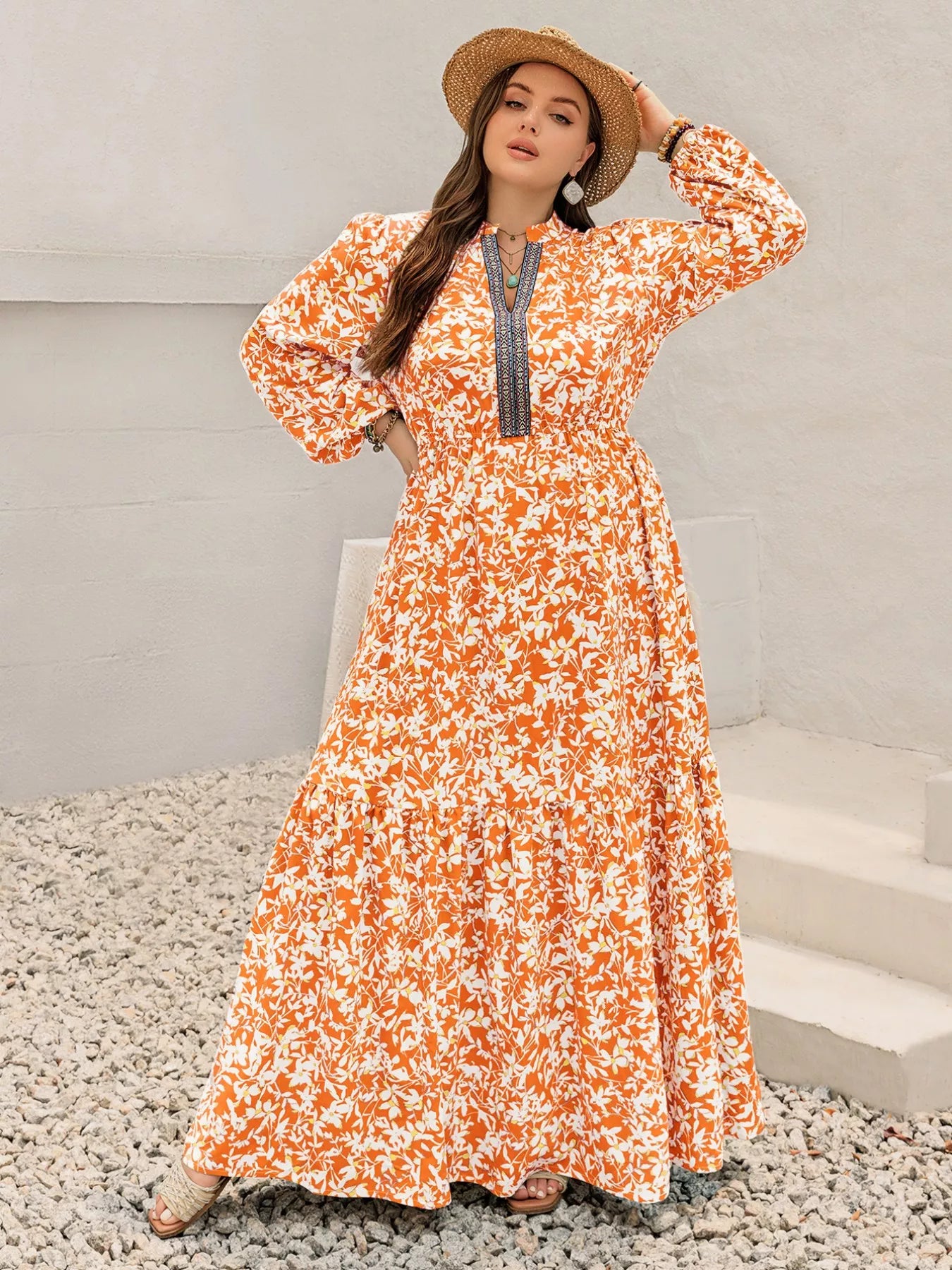 Hazel Blues® | Boho Floral Print Maxi Dress