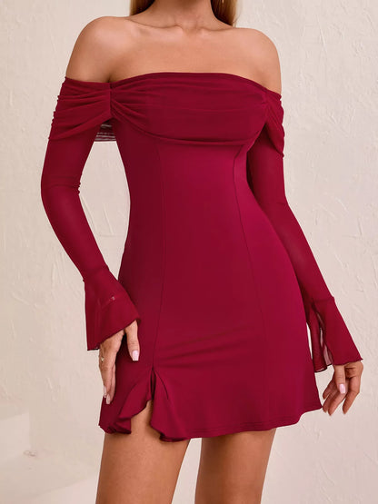 Hazel Blues® |  Off-Shoulder Long Sleeve Mini Dress