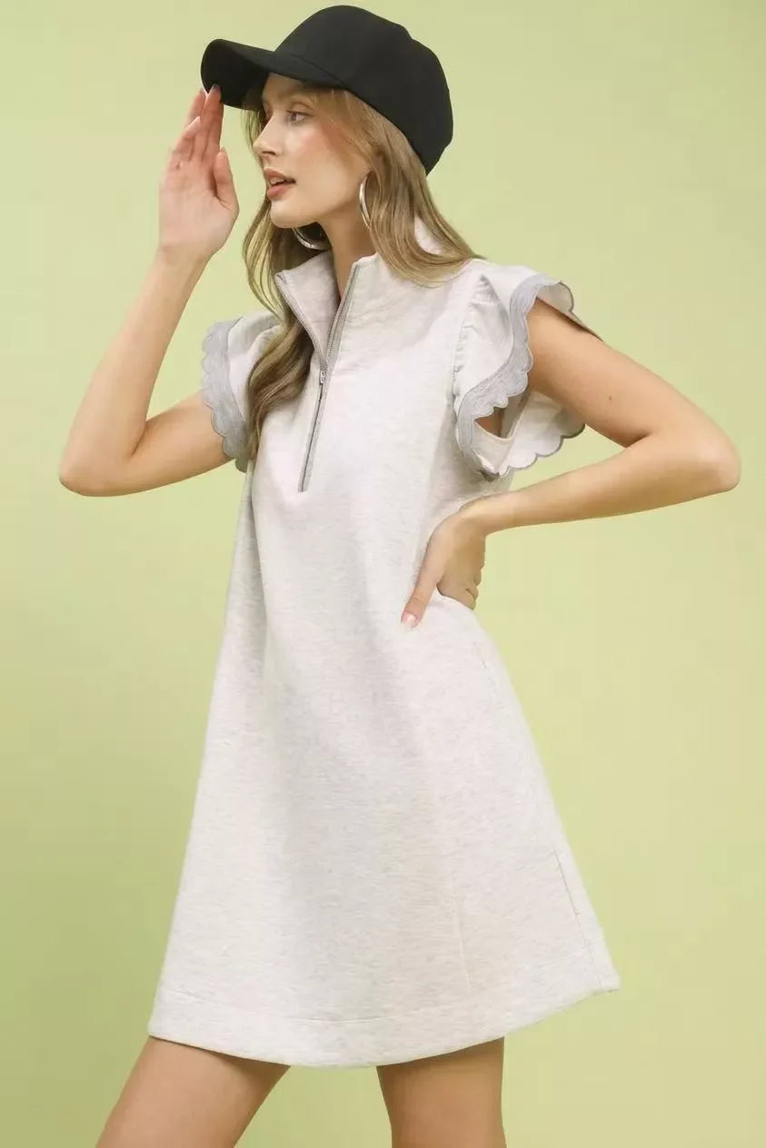 Hazel Blues® |  Umgee Zip-Neck Flutter Sleeve Dress