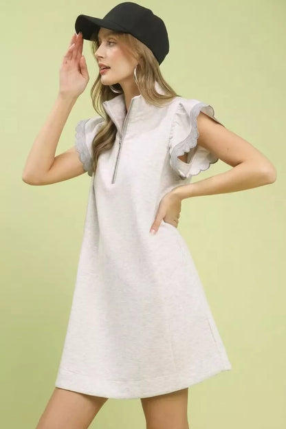 Hazel Blues® |  Umgee Zip-Neck Flutter Sleeve Dress