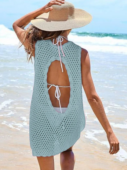 Hazel Blues® | Color Block Openwork Sleeveless Cutout Back Cover-Up