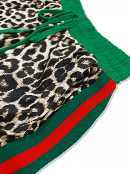 Hazel Blues® |  Leopard Round Neck Top and Pants Two-Piece Set
