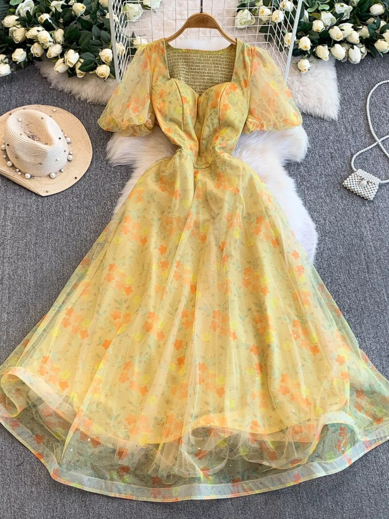 Hazel Blues® |  Sweetheart Neck Puff Sleeve Dress