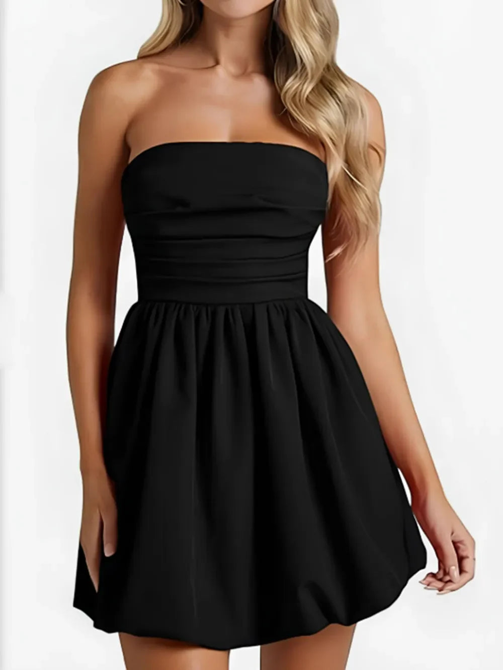 Hazel Blues® |  Ruched Tube Mini Dress
