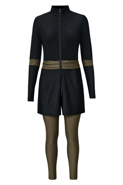 Hazel Blues® | Zip Up Long Sleeve One-Piece Swimwear