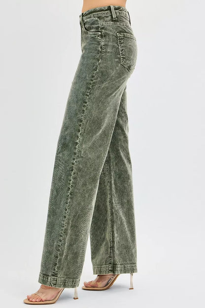 Hazel Blues® | RISEN High Rise Wide Leg Corduroy Jeans