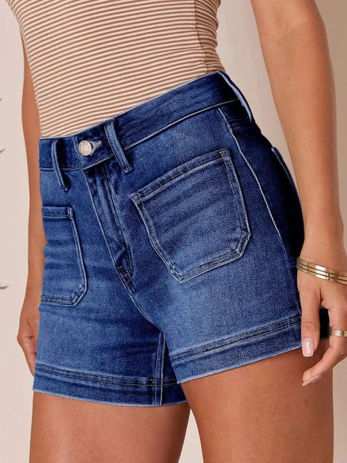 Hazel Blues® |  High-Waisted Pocketed Denim Shorts