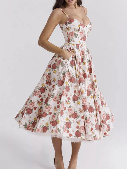 Hazel Blues® |  Sweetheart Neck A-Line Midi Dress