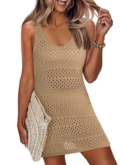 Hazel Blues® | Crochet Knit Cover-Up Dress with Side Slit