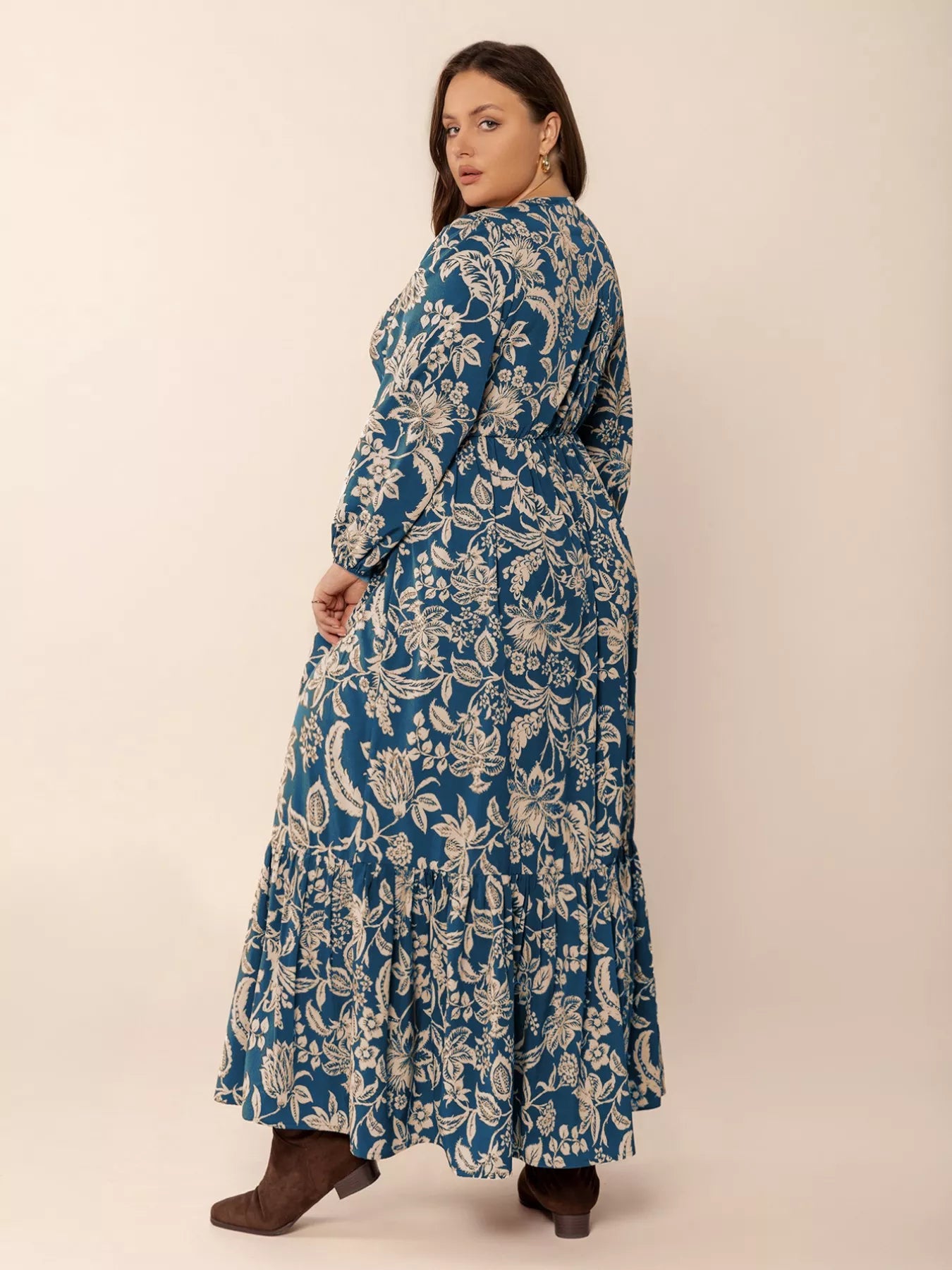 Hazel Blues® | Boho Floral Print Long Sleeve Maxi Dress