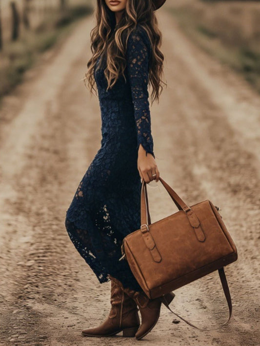 Hazel Blues® | Lace Long Sleeve Midi Dress