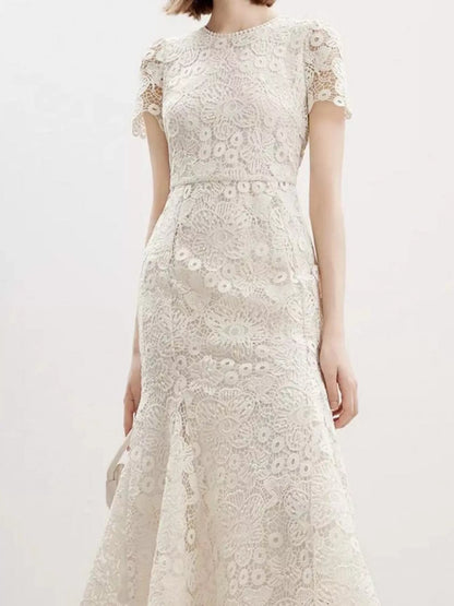 Hazel Blues® |  Lace Short Sleeve Mermaid Dress