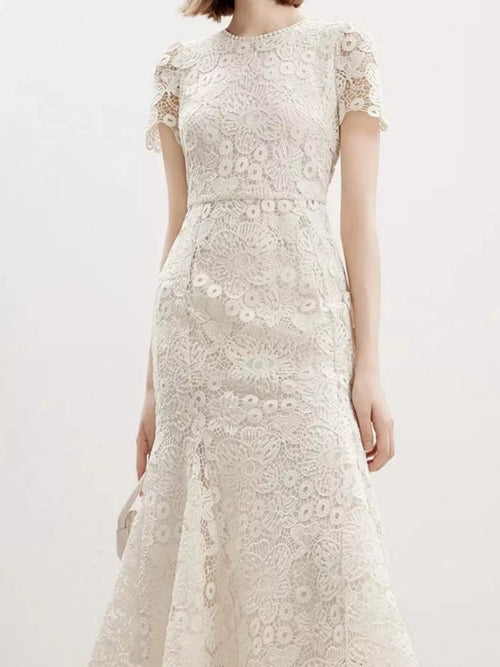 Hazel Blues® |  Lace Short Sleeve Mermaid Dress