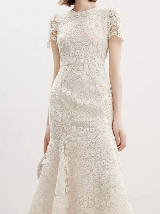 Hazel Blues® |  Lace Short Sleeve Mermaid Dress