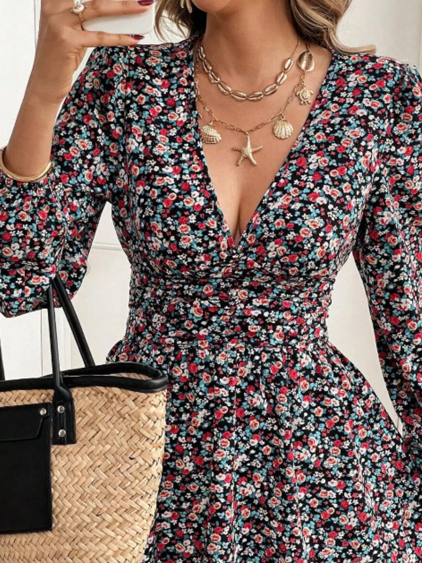 Hazel Blues® |  Printed Balloon Sleeve Mini Dress