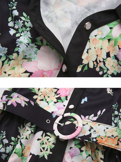Hazel Blues® |  Floral Print Ruffle Sleeve Midi Dress